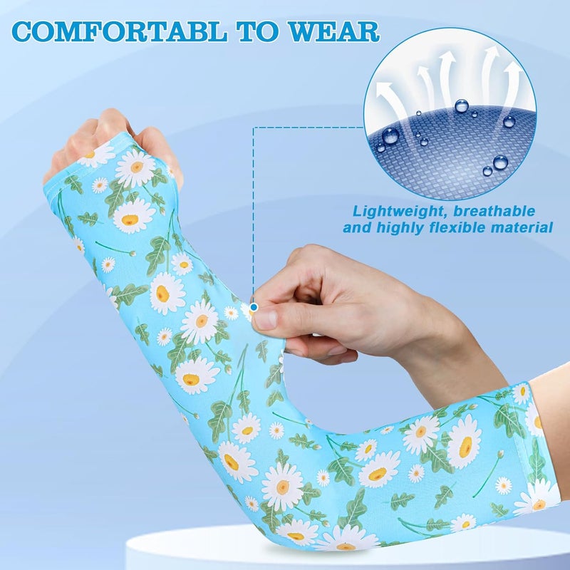 Mukum 4 Pairs Gardening Sleeves Anti-Slip Arm Protection with Thumb Hole Sun Sleeve Cooling Arm Sleeves for Women Men Outdoor - Image 3
